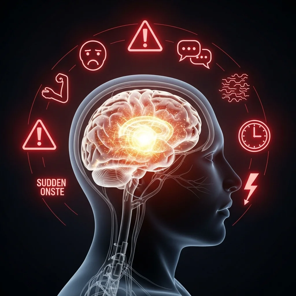 Early stroke warning signs concept showing human brain and stroke risk awareness